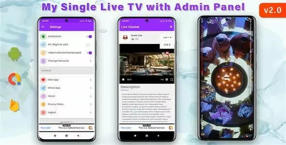 My Single Live TV - Android App with Admin Panel
