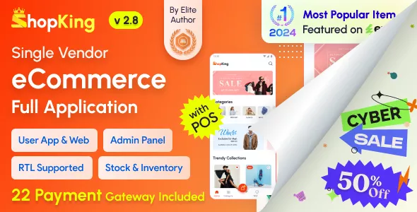 ShopKing - eCommerce App with Laravel Website & Admin Panel with POS